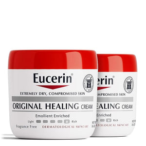 Eucerin Original Healing Cream Unscented Body Cream for Extremely Dry Sensitive and Compromised Skin Emollient Enriched Body Moisturizer 16 Oz Jar Pack of 2