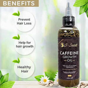 S-Secrets Hair Growth Oil 4oz for Thinning| Balding| Repairs Hair Follicles| Promotes Thicker| Stronger hair for men and women Coffee/Caffeine Growth Oil