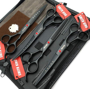 7.0in Professional Pet Grooming Scissors set,Straight &amp; Thinning &amp; Curved scissors 4pcs set for Dog grooming (Matt Black)