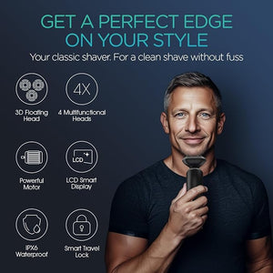 VOYOR Electric Razor for Men Cordless Shavers for Shaving with face sideburn Nose Ear Hair ?Rechargeable Wet Dry Waterproof TX410 New (New Version-Grey)