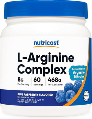 Nutricost L-Arginine Complex (Blue Raspberry 60 Servings) - Gluten Free Non-GMO