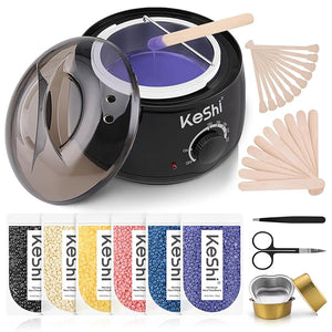 KeShi Waxing Kit Painless Hair Removal Wax Warmer with 6 Bags Hard WaxBeans for Full Body Legs Face Eyebrows &amp Bikini? Ideal for Both Women &amp Men