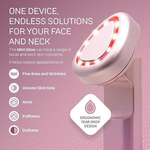 Lumina NRG Mini Glow Pro 5-in-1 LED Face Wand ? Skin Lifting, Toning &amp; Firming Facial Massager with EMS, Microcurrent, Red &amp; Blue Light ? at Home Neck Contouring Beauty Device &amp; Sculpting
