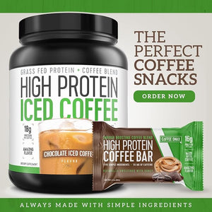 Protein Coffee Energy Bar Made with Five Simple Ingredients All Natural Gluten Free Non GMO &amp 16g of Protein Made with Real Coffee (55mg Caffeine per bar) 12 Bars (Peanut Butter)