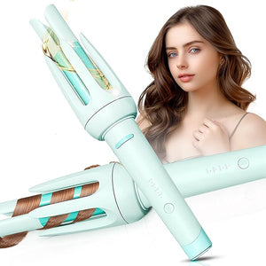 Auto Hair Curler, Automatic Curling Iron with 4 Temperature &amp; 3 Timer, Automatic Shut-Off, Anti-Scald, Anti-Tangle Rotating Curling Wand for Hair Styling, Blue