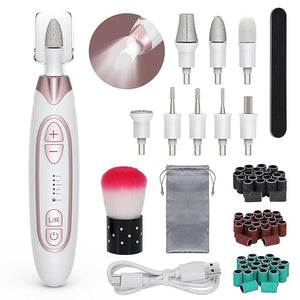 PELCAS Electric Nail File 5 Speeds Nail Grinder for Thick Toenails Cordless Nail Drill Manicure and Pedicure Kit with LED Light Toenail Grinder for Human Thick Toenails Natural &amp Acrylic Nai