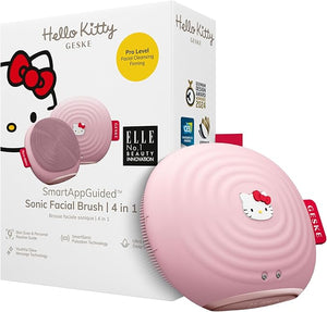GESKE x Hello Kitty SmartAppGuided¢â Sonic Facial Brush | 4 in 1 | Electric Facial Cleansing Brush | Skin Cleansing Brush | Facial Brush | Daily Skincare Routine| Facial Massager &amp; Skin Care