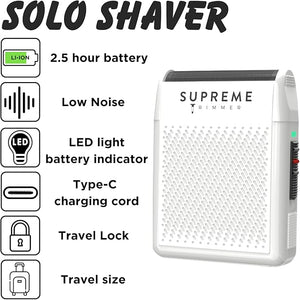 Supreme Trimmer Solo Single Foil Shaver for Pocket | 150 Min Runtime Cordless use, Powerful USB-C Mini Travel Razor for Professional &amp; Home use | STF101