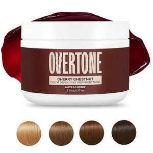 Overtone Semi Permanent Hair Color Conditioner Cherry Chestnut 8 oz Nourishing Damage-Free Color Depositing Mask for All Hair Types with Shea Butter &amp Coconut Oil Vegan &amp Cruelty-Free