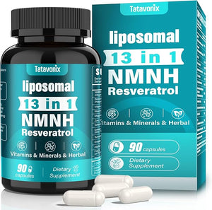 13 in 1 NMNH (Dihydronicotinamide Mononucleotide) 1000mg Per Serving NMN Supplement Alternative with Liposomal NAD+ and Resveratrol Non-GMO Gluten-Free ? for Anti-Aging Energy Focus ? 90 Capsules