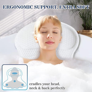 Bath Pillow Bathtub Pillow Luxury Bath Pillows for Tub Neck and Back Support Bath Tub Pillow Headrest with Soft 4D Mesh Fabric and Non-Slip Suction Cups Relaxing Bath Accessories Spa Gifts