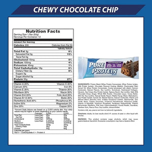 Pure Protein Bars Chewy Chocolate Chip Chocolate Deluxe Chocolate Peanut Butter - Box of 6-3 Boxes - 1 Box of each flavor