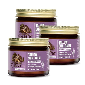 Lavender Tallow Sunscreen SPF 50 ? Grass-Fed Beef Tallow Balm with Carrot Seed Oil &amp; Non-Nano Zinc ? Organic Face &amp; Body Moisturizer, Reef Safe, Naturally Scented ? 2.5oz x 3, Made in USA