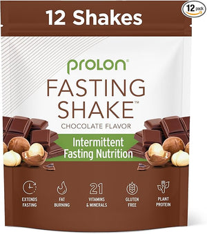Prolon Intermittent Fasting Drink Mix | Fasting Shake for Intermittent Fasting | Vitamins Fiber Plant Based Protein Superfoods | Keto Vegan Gluten Free Dairy Free | Chocolate 12 Packets