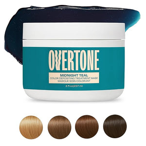 oVertone Semi Permanent Hair Color Conditioner Midnight Teal 8 oz Nourishing Damage-Free Color Depositing Mask for All Hair Types with Shea Butter &amp Coconut Oil Vegan &amp Cruelty-Free
