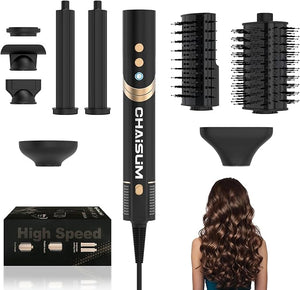 8 in 1 Hot Air Styler and Hair Dryer Brush, 110000 RPM High-Speed Blow Dryer with Negative lons for Frizz-Free Styling Fast Drying Curling Straightening Volumizing Without Heat Damage