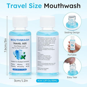 Travel Mouthwash Bulk 1.2 Oz/35ml Mini Mouthwash Bulk for Freshening Breath Easy to Carry Suitable for Work Travel Hotels Dating Essentials (60-Pack)