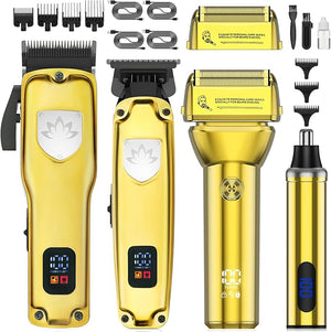 Professional Hair Clippers for Men Barber Clippers and Trimmers Set Foil Shavers for Men 4 in 1 Cordless Hair Clippers Set Hair Cutting Kit Barber kit with LED Display