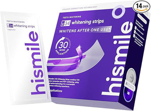 Hismile V34 Whitening Strips, Teeth Whitening Strips, Purple Tooth Whitening, Tooth Stain Treatment, Combining Whitening and Colour Correction