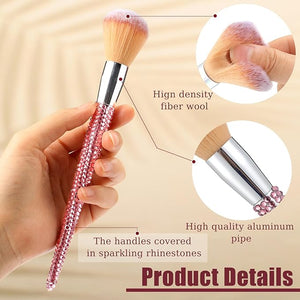 Rtteri 13 Pcs Rhinestone Pink Makeup Brushes Set Bling Crystal Professional Face Cosmetics Blending Liquid Foundation Powder Concealer Eye Shadows Make up Beauty Tool Glitter with Holder