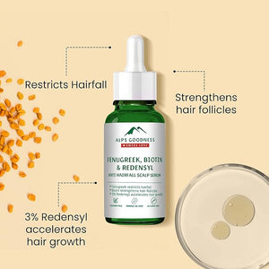 Fenugreek Biotin &amp 3% Redensyl Scalp Serum 30 ml | Hair Strengthening Scalp &amp Hair Serum | No Parabens Sulphates Silicones &amp Mineral Oil | Vegan