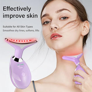 Neck&ampFace Massager with 7 Colors-Multi-Functional Skincare ToolHome Beauty Device for Wrinkles&ampRelaxation (Purple)