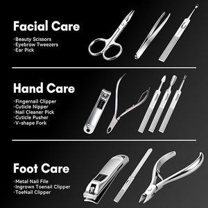 Makartt Manicure Kit: Professional Nail Care Clippers Set - 11 pcs Stainless Steel Tavel Women Men Fingernail Grooming Tool with Portable Black Leather Case