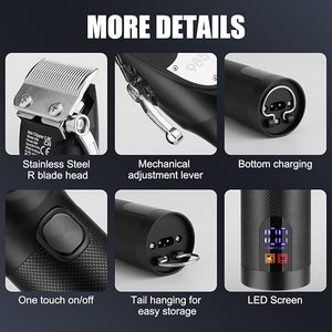 RESUXI Hair Clipper for Men T Blade Zero Gapped Nose Hair Trimmer Set Professional Cordless Barber Clippers Hair Cutting Machine Haircut Grooming KitBlack