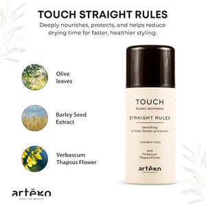 Art?go TOUCH Straight Rules Anti-Frizz Cream (3.4 oz) ? Smoothing Leave-In Styling Cream for Sleek Shiny Frizz-Free Hair