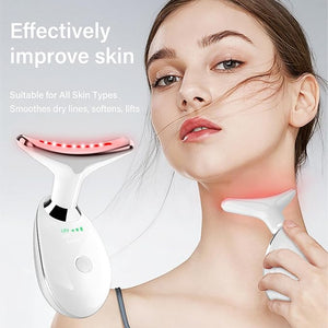 Neck&ampFace Massager with 7 Colors-Multi-Functional Skincare ToolHome Beauty Device for Wrinkles&ampRelaxationFacial Massager(White)