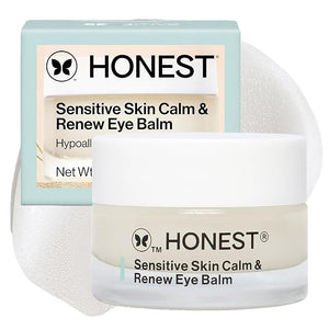 Honest Beauty Sensitive Skin Calm + Renew Eye Balm | Moisturizing + Firming | Hypoallergenic Fragrance Free Vegan | 0.5 oz