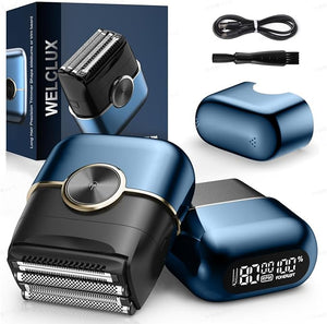 Electric Foil Shavers for Men: Upgraded Mini Electric Razor for Beard - 4 Floating Blades &amp Big LED Display - 2 Gears Adjustable Face Razor with IPX7 Waterproof for Travel &amp Home USB Type C