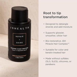 JSHealth Nourishing Conditioner - Vitamin-Enriched Deep Treatment for Dry Colored Hair - With Keratin Argan Oil and Vitamins C &amp E | Sulfate-Free Vegan 350ml