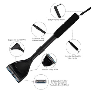 EASACE Updated Back Shavers for MenBack Hair Shaver for Men with Safety BladeBack &amp Body Hair TrimmerLong Handle 21 Inch Adjustable Curved DIY Shaver