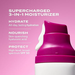 Murad Superactive Hydrating Moisturizer SPF 50 - Dewy Hydration Facial Suncreen Supercharged with Hyaluronic Acid For Plump and Bouncy Skin - 1.7FL Oz