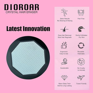 Crystal Hair Eraser for Women,Upgraded Painless Crystal Hair Remover Diamond,Effective Nano Glass Hair Removal Stone Exfoliation without Shaver,Natural Epilator for Silky Skin(Black)