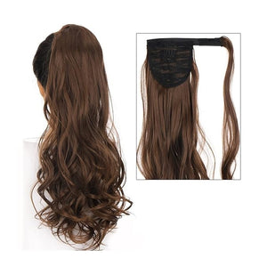 SONGCHAO Fake Hair Bun 22 Long Wavy Ponytail Lengthening Synthetic Curly Wraparound Ponytail Hair Extension Hair Clip Women Wig Curly Bun Hair Accessories (Color : 08 Size : 22inches)