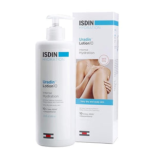 ISDIN Body Lotion Uradin 10 24-Hour Intense Hydration Non-Greasy Fast-Absorbing Moisturizer for Dry or Very Dry Skin Helps Relieve Itching Due to Dryness 13.5 Fl. Oz.