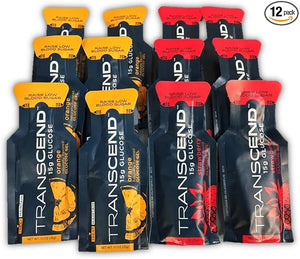 Transcend 15g Glucose Gel - Orange &amp Strawberry Assortment (12)