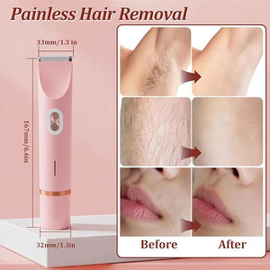 VINGVO Electric Hair Removal Epilator for Women,Dual Head Bikini Trimmer, Waterproof? Facial Remover, Lady Hair Bikini Shaver for Face, Lip, Chin, Cordless Pubic Hair Removal for Face &amp; Legs (Pink