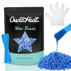 Wax Beads, 2.4lb Wax Beans for Hair Removal Sensitive Skin, Brazilian Coarse Waxing for Face, Bikini, Eyebrow, Back, Chest, Legs, Armpit, Waxing Beads for Women Men, 5 Silicone Stick, Sea Salt