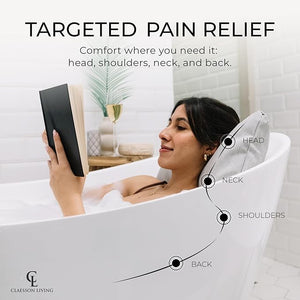 Luxury Bath Pillow for Tub - Thick and Comfortable Bathtub Pillow Support for Head and Neck and Back - Washable Quick-Drying Bath Pillows - Bath Cushion for Home Spa - Fits Any Bathtub - Light Gray