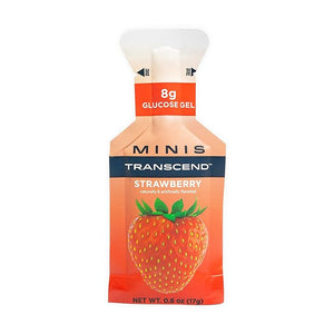 Transcend Foods Mini Strawberry Gel (.6 oz Pack of 12) Fast-Acting Carb Gel Strawberry Flavor ? Travel Size Caffeine Free Gluten Free