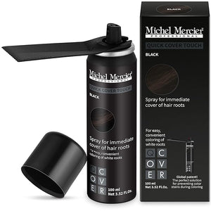 Michel Mercier Hair Root Touch Up Spray with Unique Applicator Protects Hairline and Scalp Health Fast and Easy Grey Hair Cover Up Concealer for Women and Men (Black)