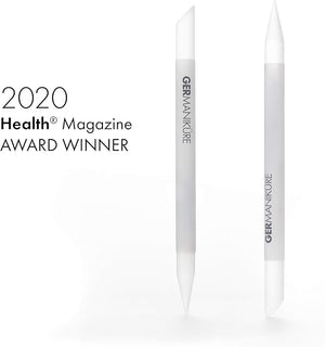 GERMANIKURE 6pc Manicure Set in Gray Suede Case - FINOX Stainless Steel Tools Made in Germany Glass Nail Care Supplies Made in Czech Republic ? Professional Cuticle and Nail Care Kit