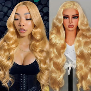 Honey Blonde Wig Human Hair 13x4 Body Wave Lace Front Wigs Human Hair Pre Plucked Blonde Wig Human Hair 200 Density Real Hair Wigs For Women 24 Inch