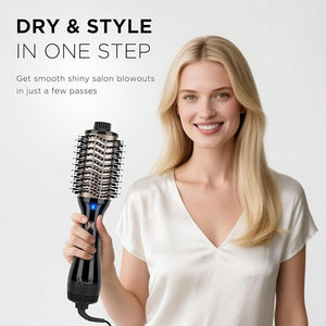 One Step Hair Dryer &amp Volumizing Hot Air Brush Blow Dryer Ceramic Straightener Curler &amp Hot Comb 4 in 1 Salon Ionic Brush Hair Styling Tools Black