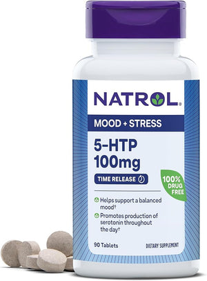 Natrol 5-HTP 100mg Dietary Supplement Helps Support a Balanced Mood Mood and Stress Support Supplement 90 Time Release Tablets 45-90 Day Supply