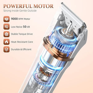 5-in-1 Bikini Trimmer for Women, IPX7 Waterproof Electric Razors Shaver, Cordless Body Hair Trimmer, Facial &amp; Pubic Hair Removal, Ceramic Blade (White)