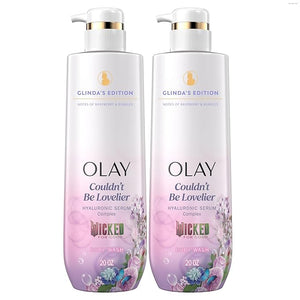 Olay Body Wash for Women Couldn't Be Lovelier Glinda's Edition Intensely Hydrating &amp Renewing Pro-Hyaluronic Acid Serum &amp Vitamin B3 All Skin Types Raspberry &amp Bubbles Scent 20 fl oz